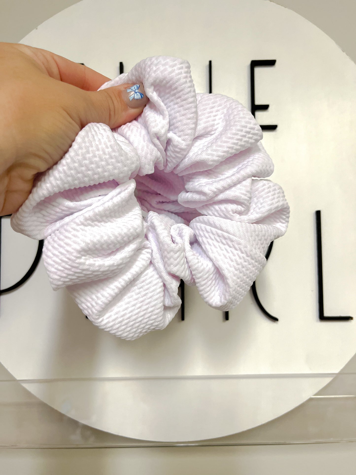 Solid White Bullet Oversized Scrunchy