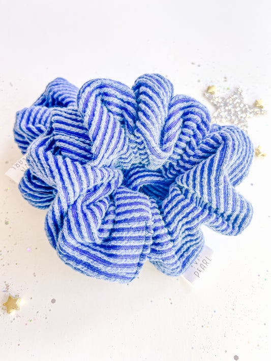 Royal Blue Ribbed Regular Scrunchy