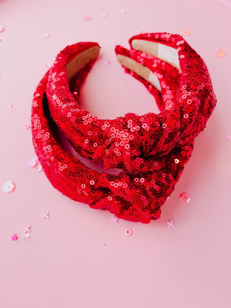 Red Sequins Knotted Headband for Girls & Women
