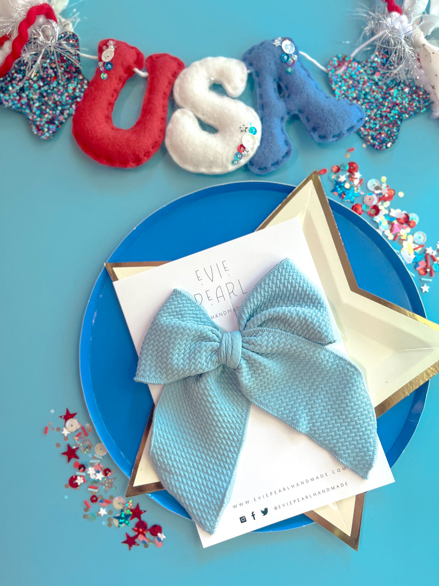 Light Blue Bullet Oversized Bow