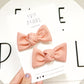 Pink Peachy Gold Shimmer Bullet Knot Bow Pigtails