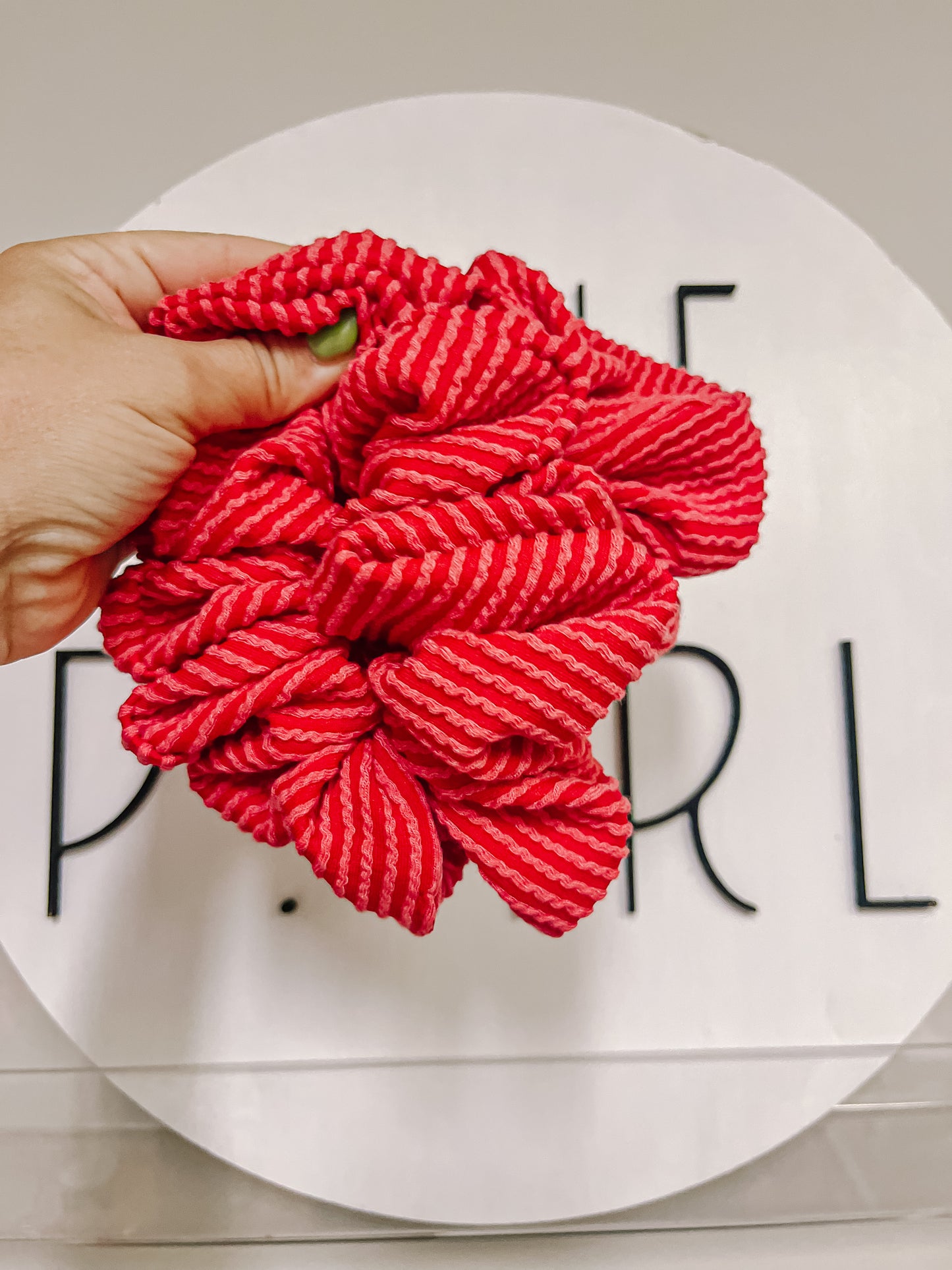 Red Ribbed Oversized Scrunchy