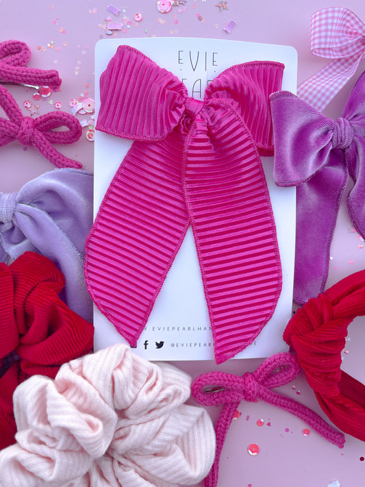 Hot Pink Crinkle Silk Oversized Bow