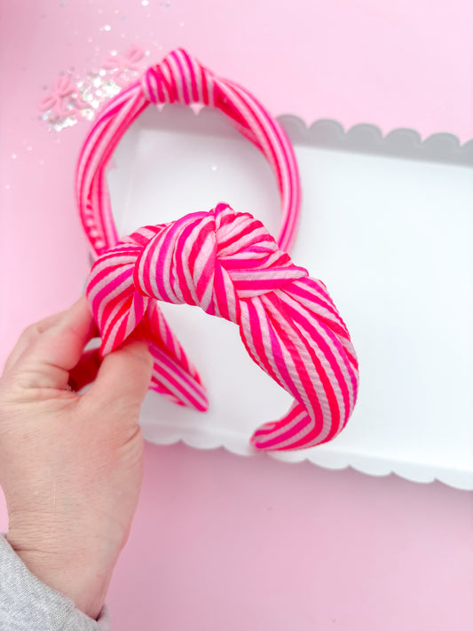 Pretty in Pink Stripe Knotted Headbands