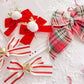 Red Reindeer White Nose Velvet Small Bow Pigtail Set