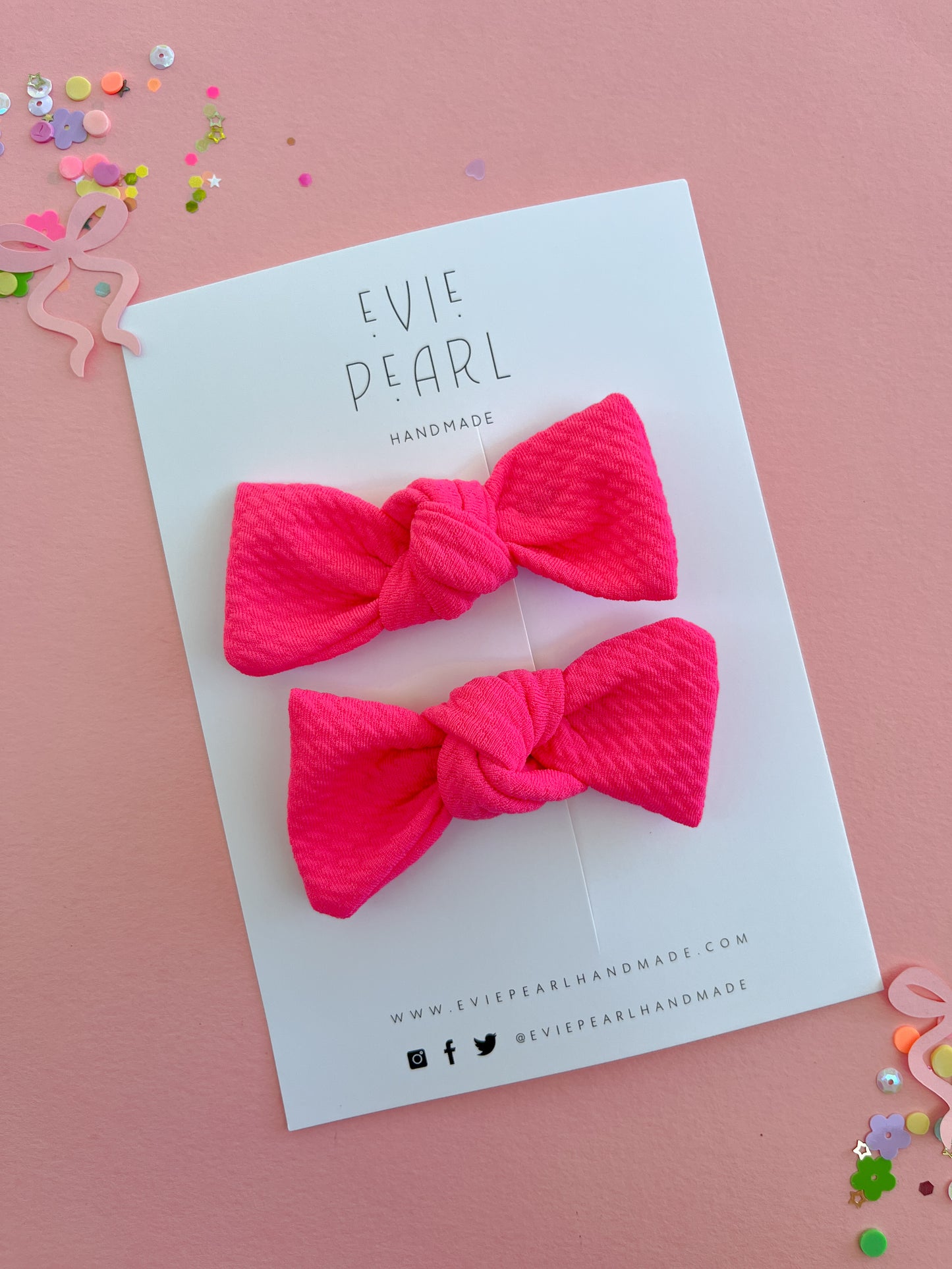 Flamingo Pink Knot Bow Pigtails