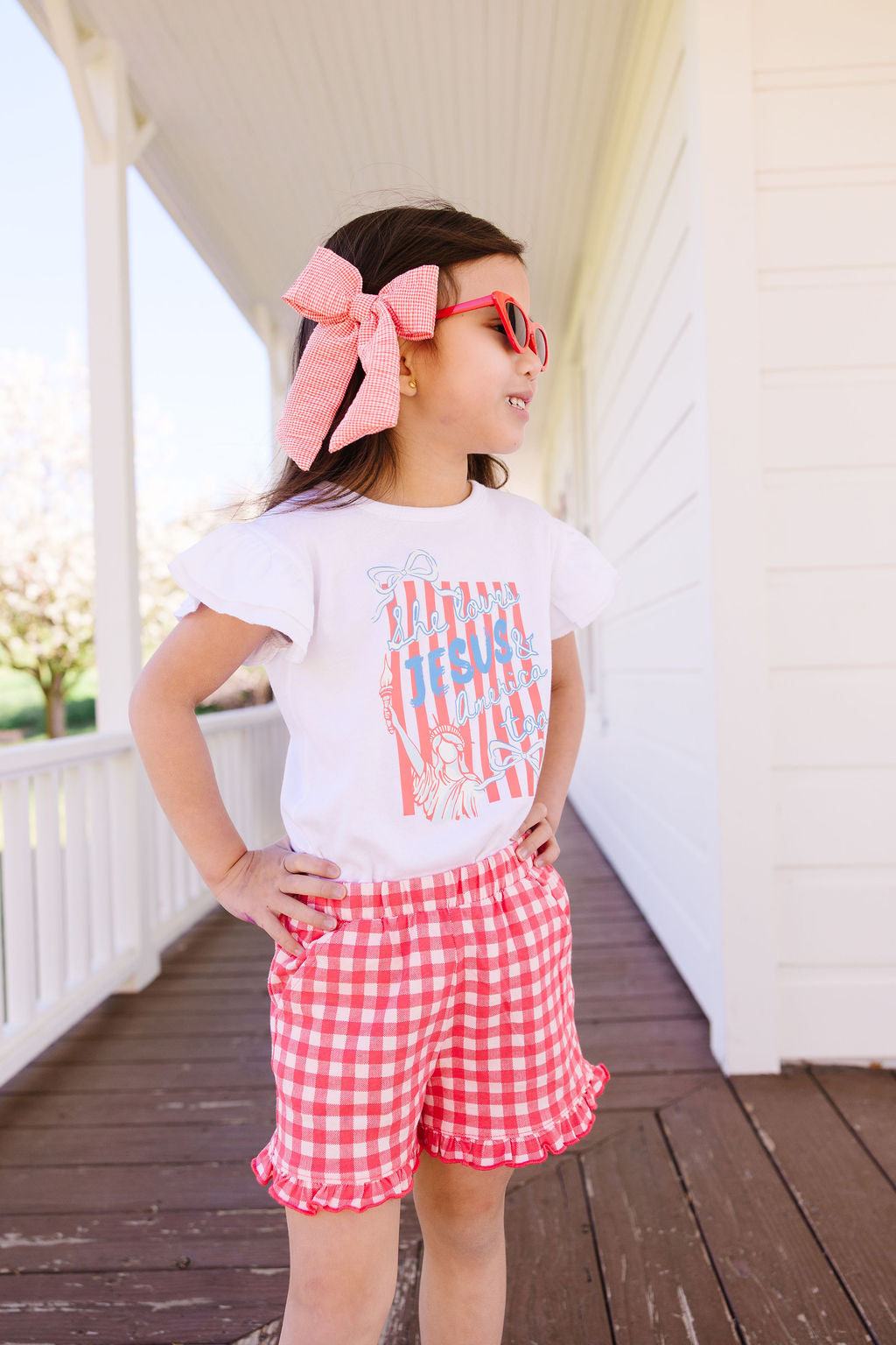Red Gingham Crinkle XL Pinwheel Bow