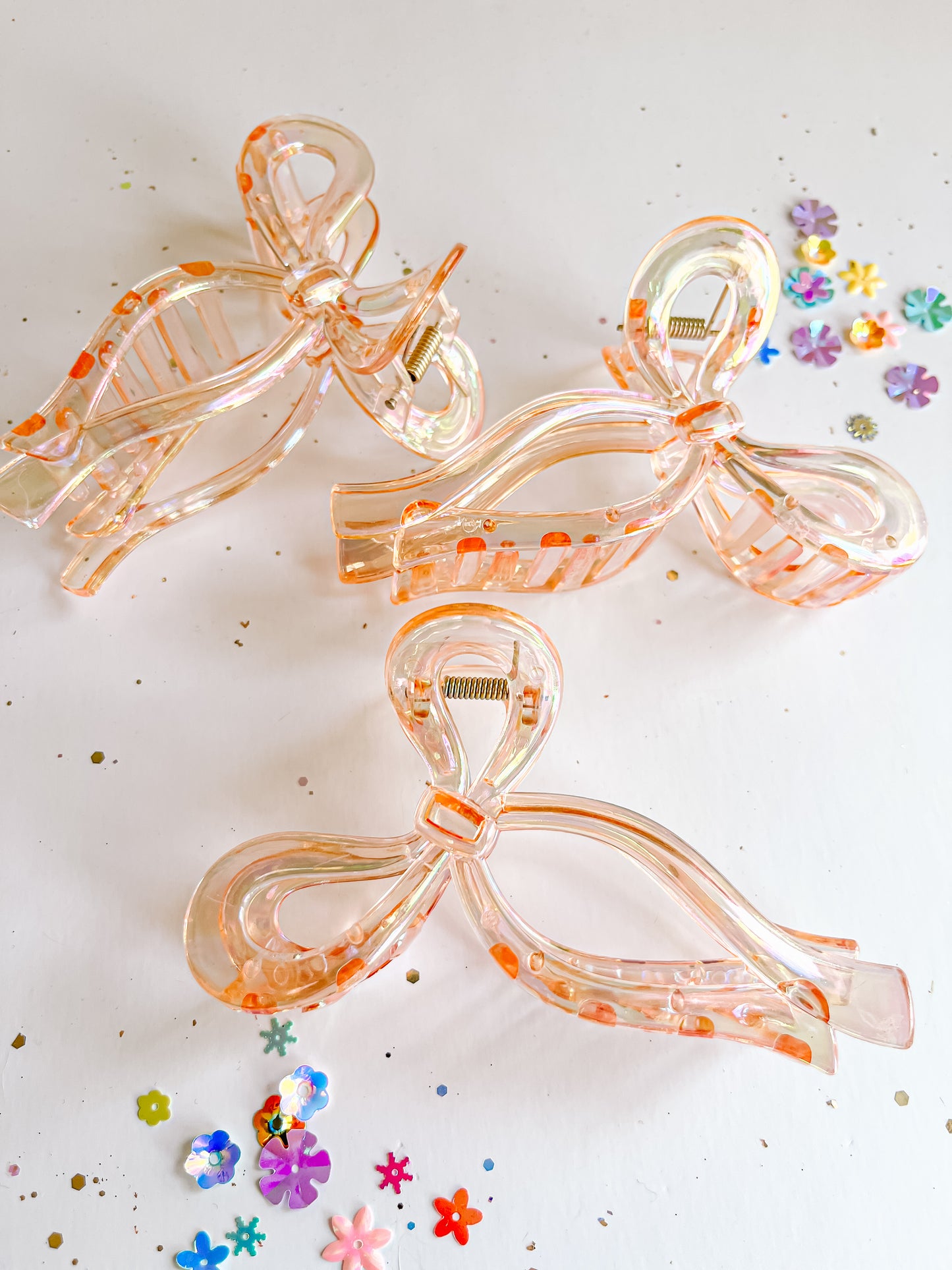 Peachy Bow Claw Clip