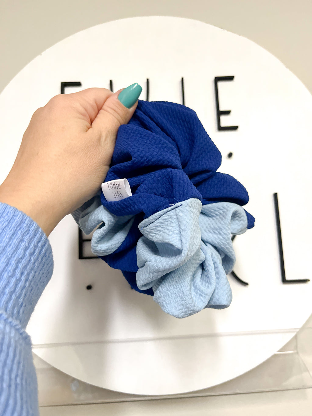Royal Blue/Baby Blue Colorblock Oversized Scrunchie