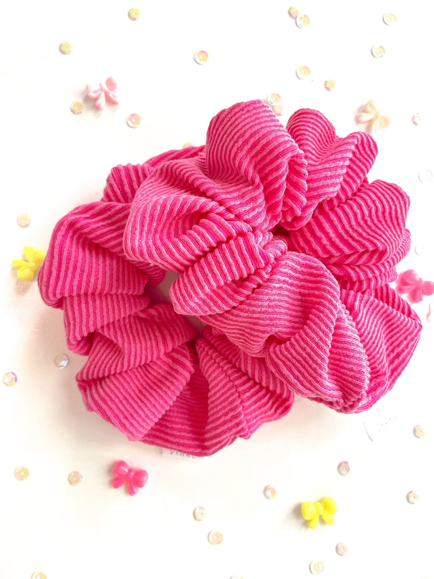 Candy Pink Ribbed Oversized Scrunchy