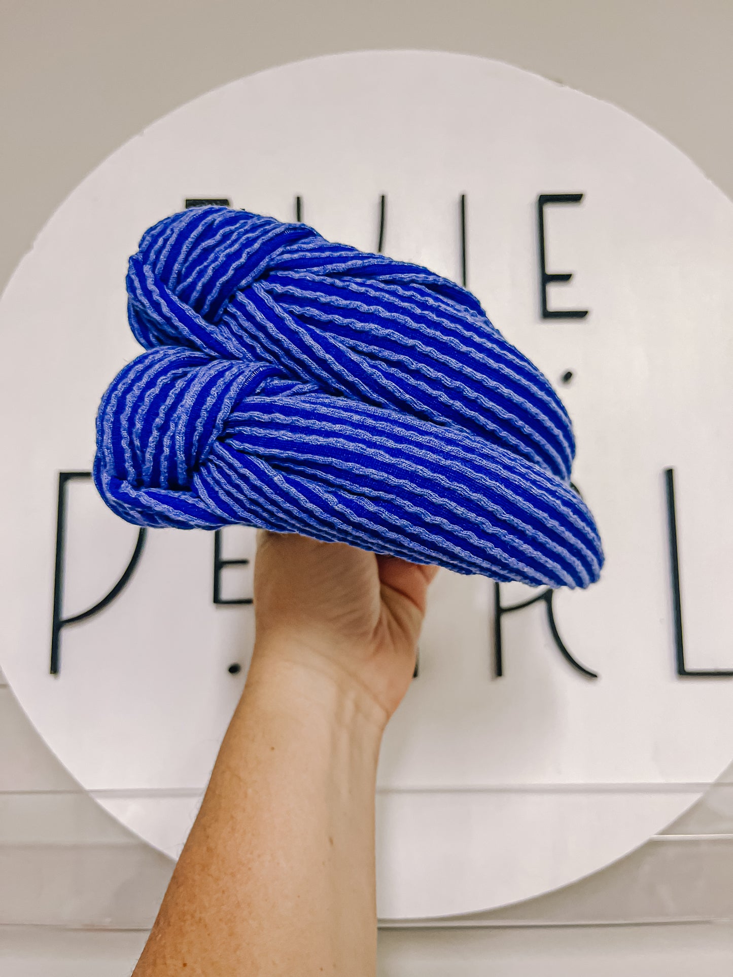 Royal Blue Ribbed Knotted Headband