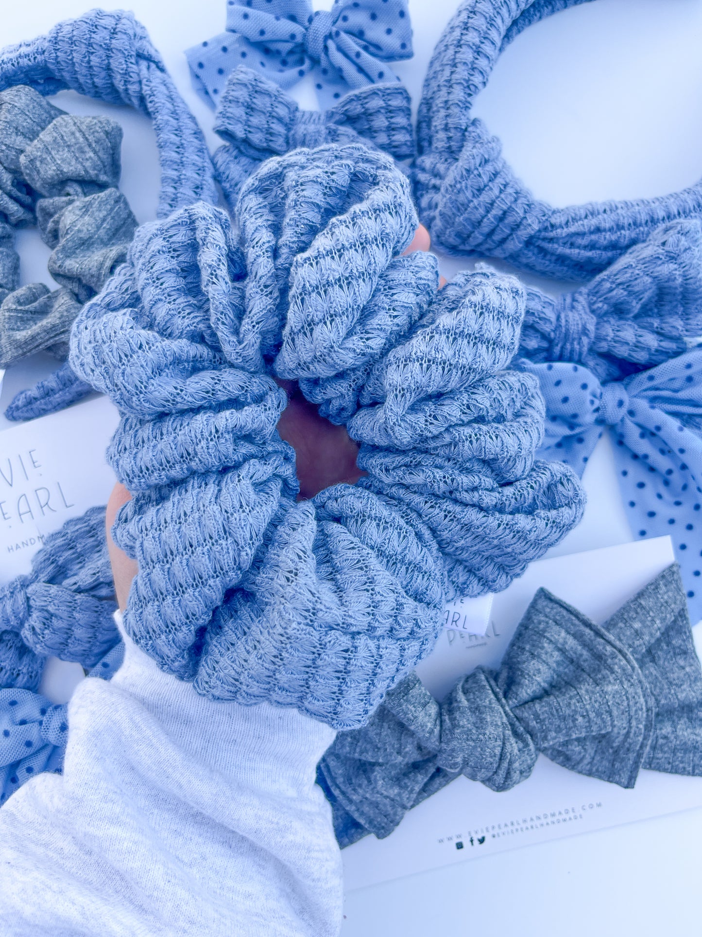 Blue Waffle Oversized Scrunchy for Girls & Women
