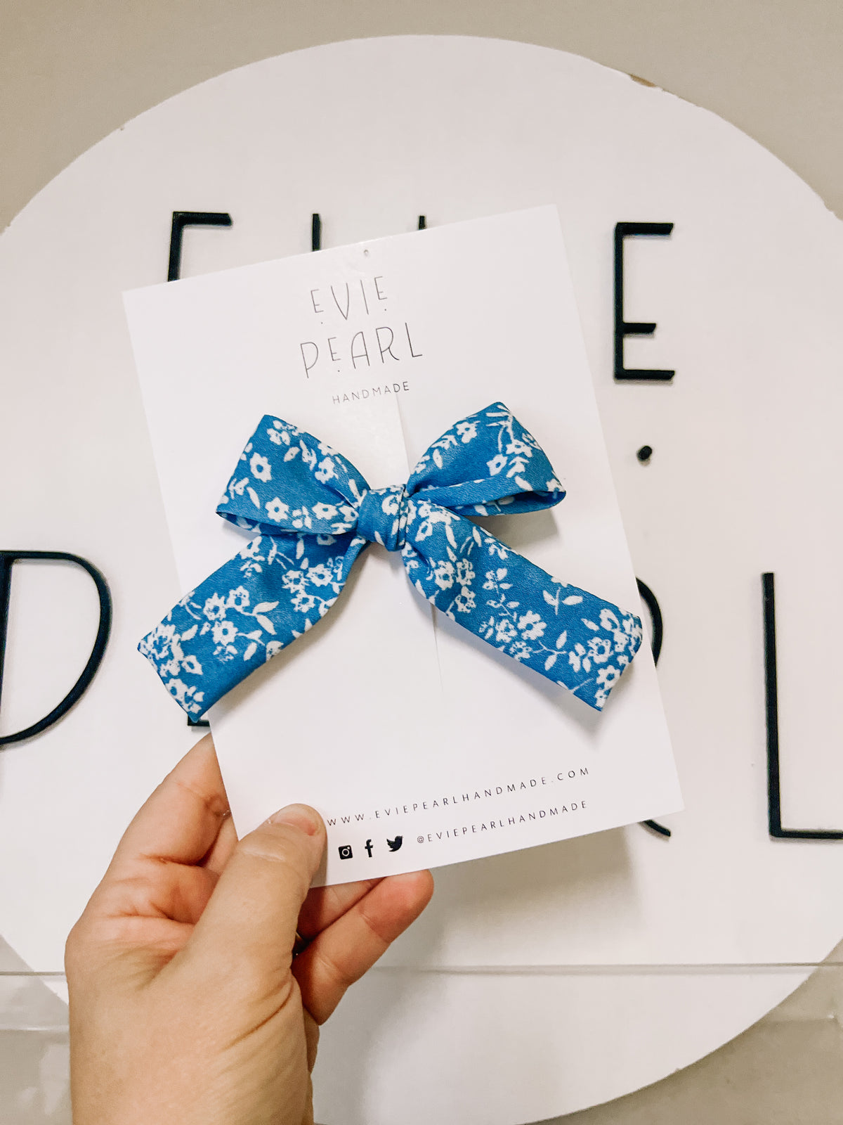 Blue fall floral large bow