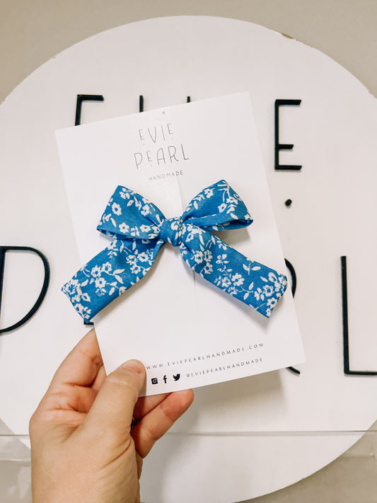 Blue fall floral large bow