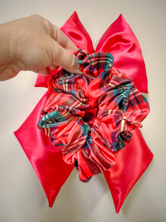 Christmas Velvet Plaid Oversized Scrunchy