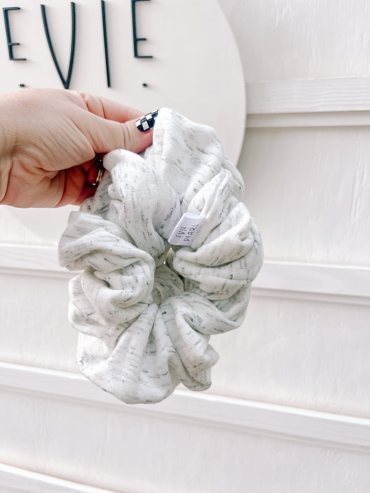 Gray Sweatshirt Neutral Scrunchy