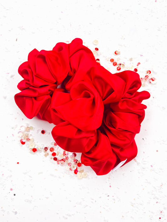 Classic Red Silk Oversized Scrunchy