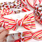 Red & Gold Stripes Baby Bow Turban