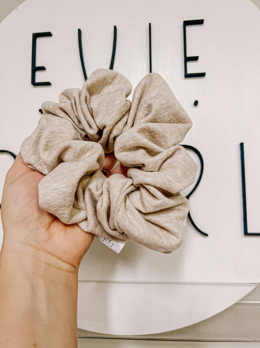 Beige Knit Oversized Scrunchy