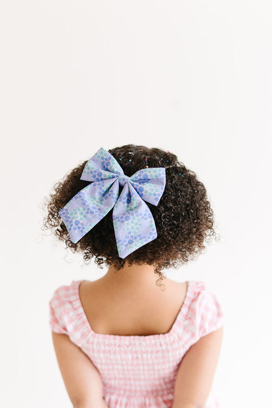 Blue Green Floral Sailor Bow