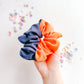 Orange Navy Color Block Oversized Scrunchy