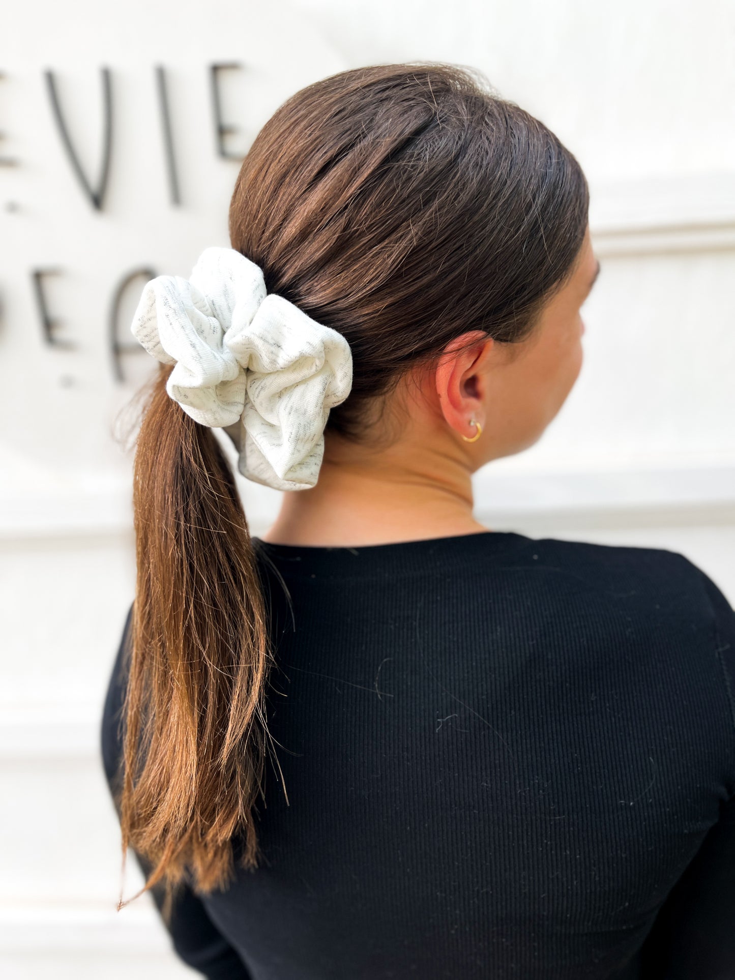 Gray Sweatshirt Neutral Scrunchy