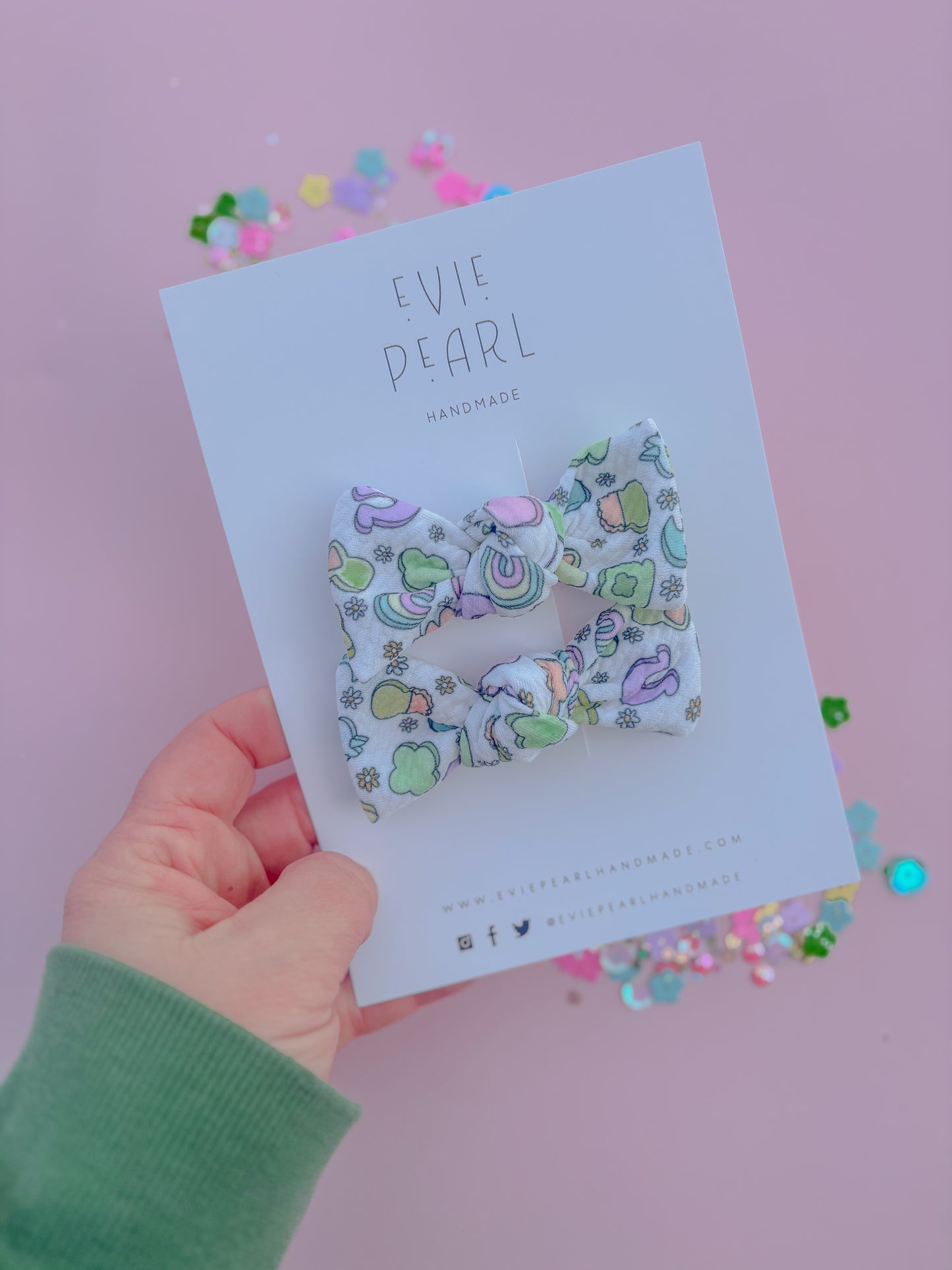 Lucky Charms Knot Bow Pigtail Set