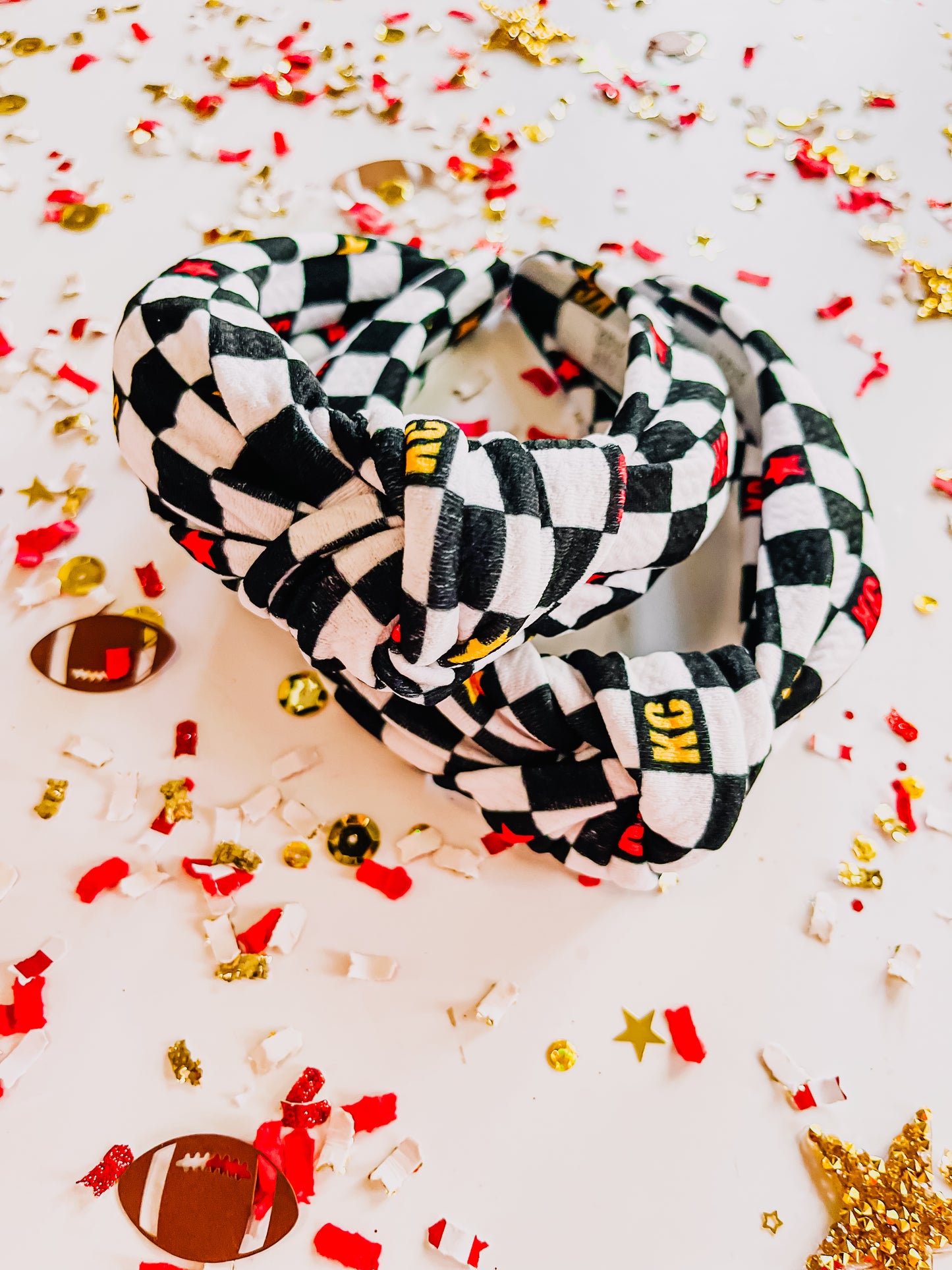 KC Black Checkered Knotted Headband