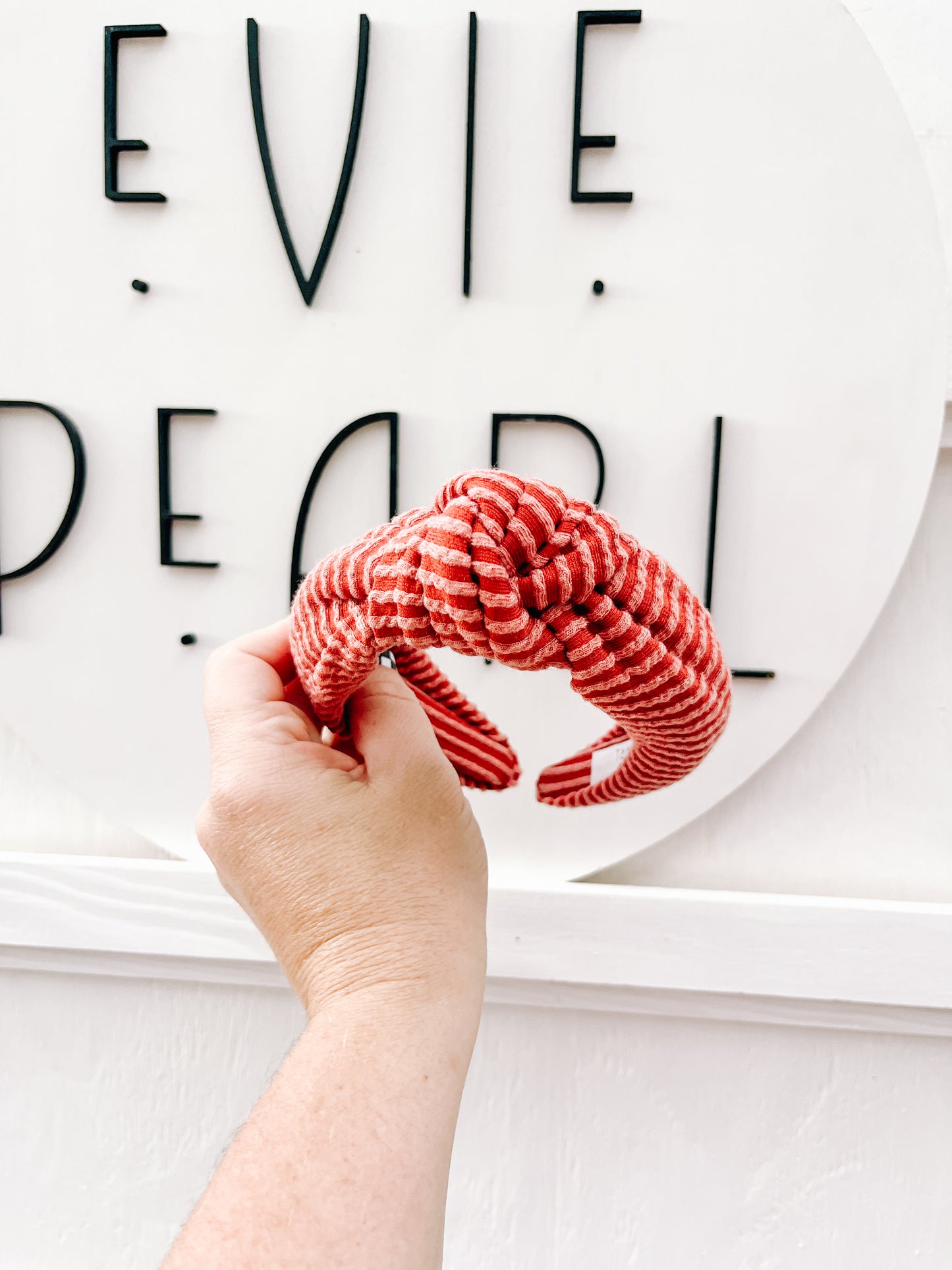 Rust Ribbed Knit Knotted Headband for Girls & Women