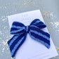 Blue Stripe Large Pinwheel Bow