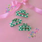 Green Checkered Medium Claw Clip