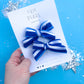 Blue White Stripe Small Pigtail Bow Set Kansas City Inspired
