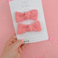 Sunkist Coral Ribbed Knot Bow Pigtails