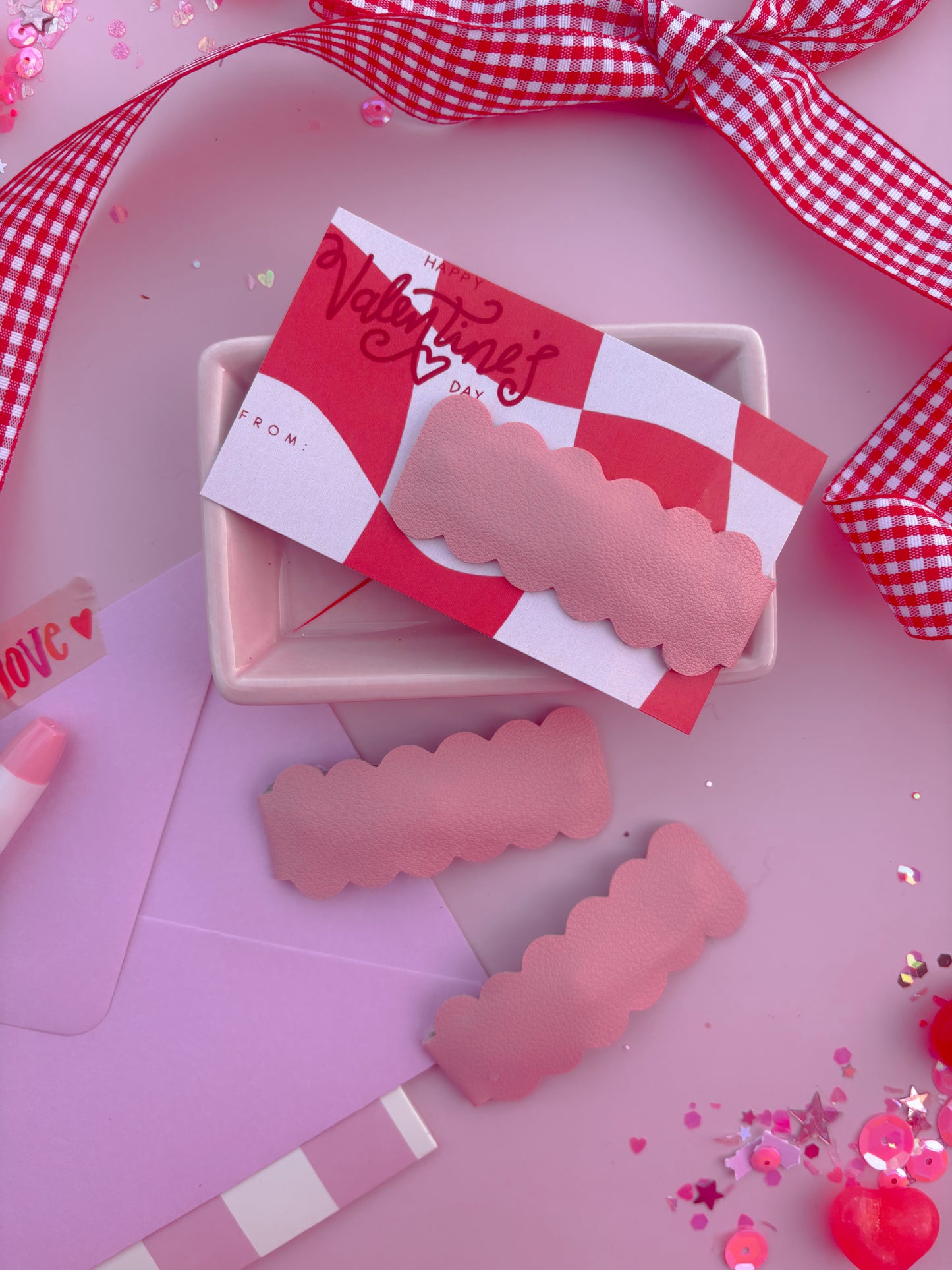 Pink Leather Snap Clip