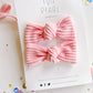 Light Pink Ribbed Knot Bow Pigtail Set