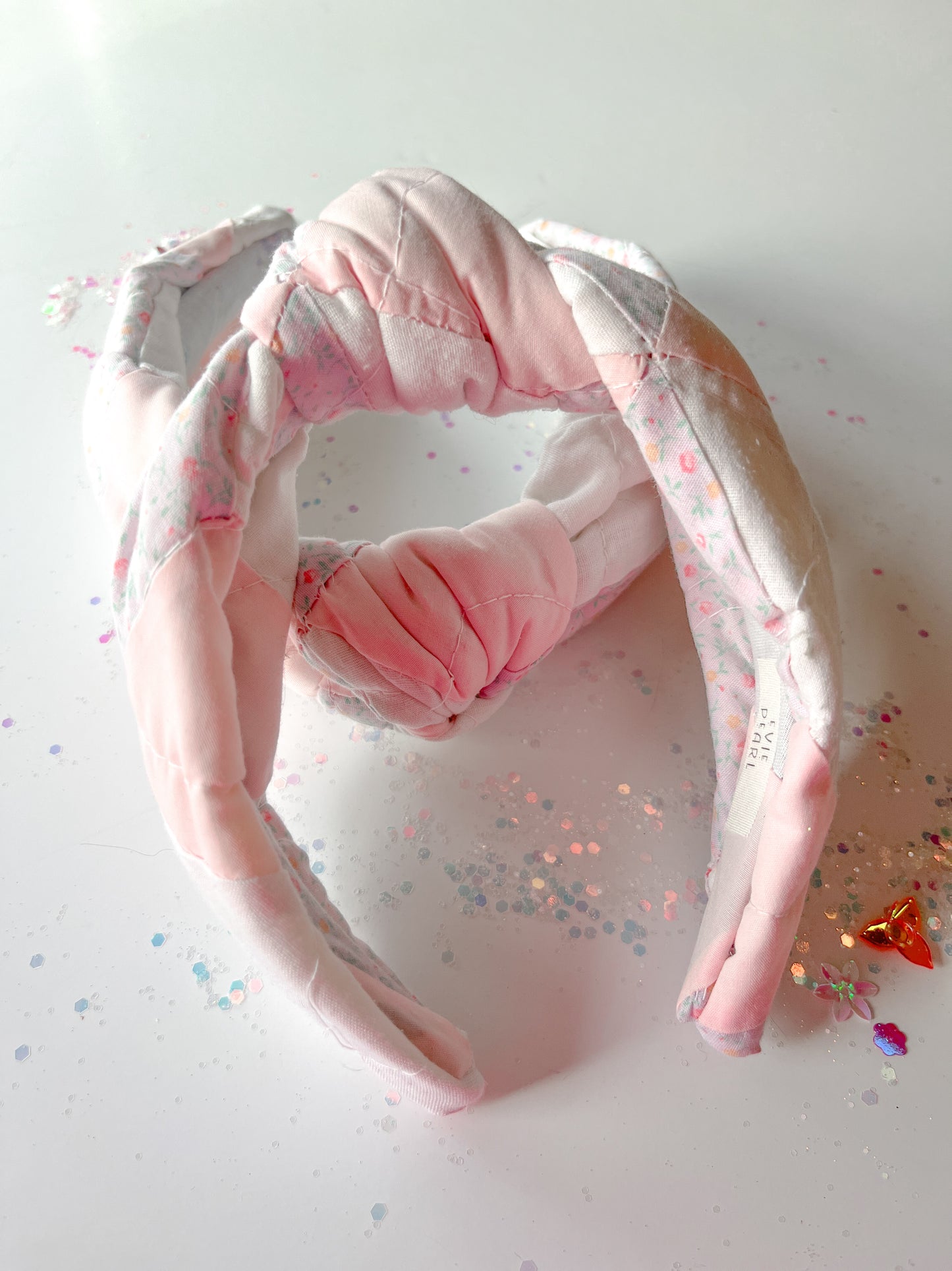 Heirloom Patchwork Pinks Quilted Knotted Headband