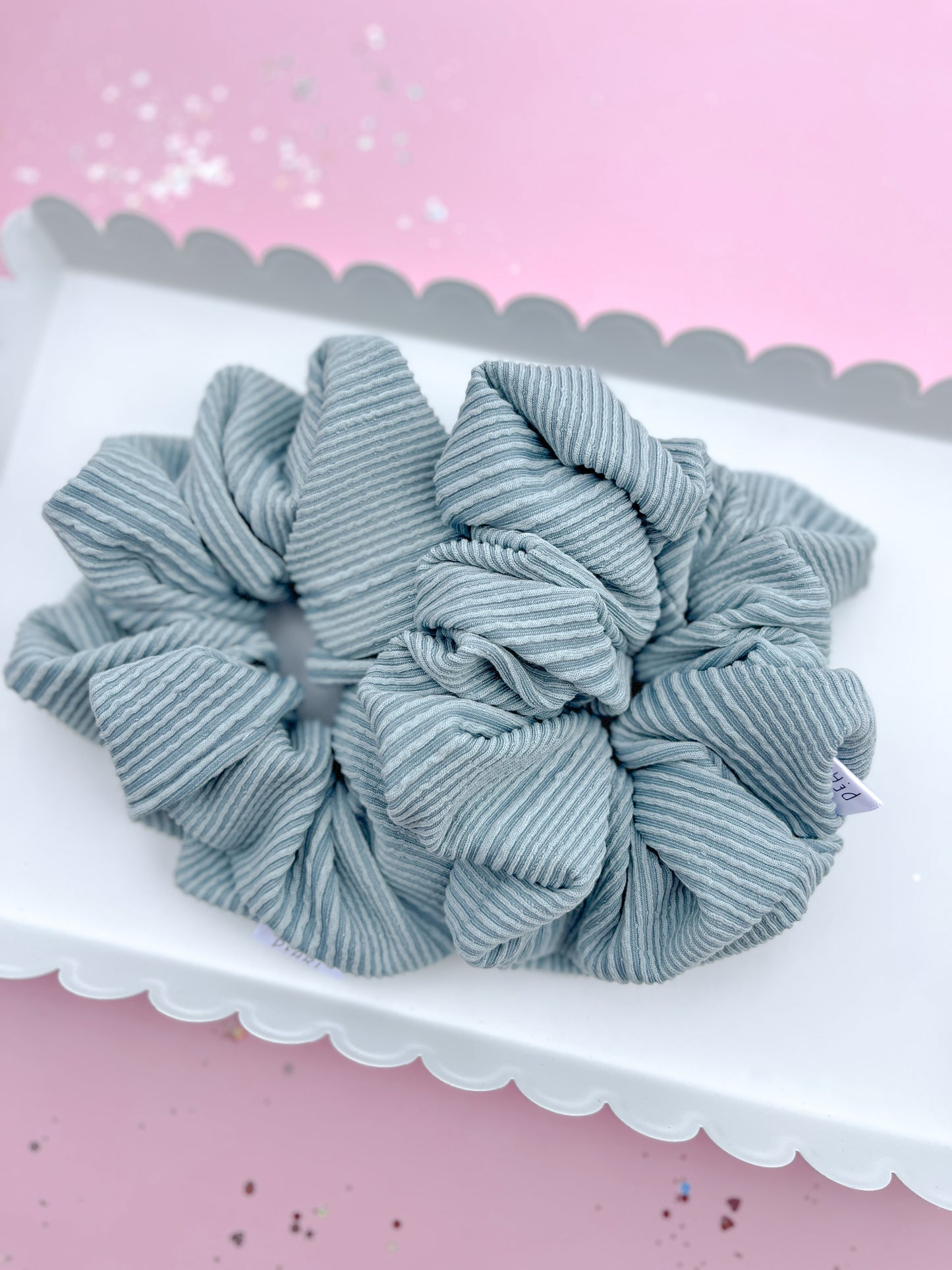 Sage Green Ribbed Oversized Scrunchy