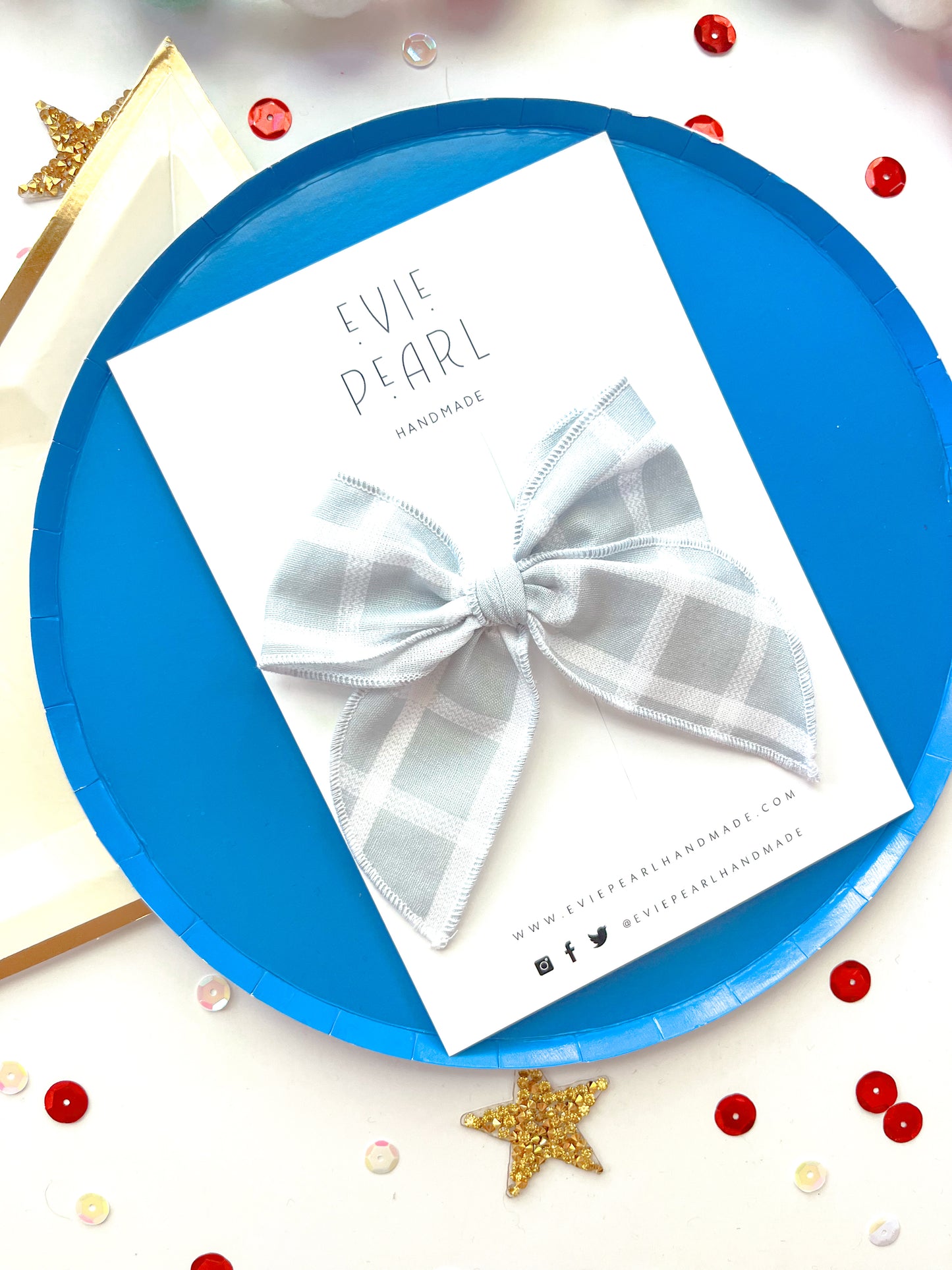 Gray Plaid Medium Bow