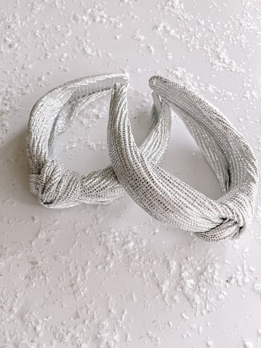 Silver Crinkle Knotted Headband