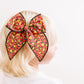 Red Leopard Black Stitching Bow