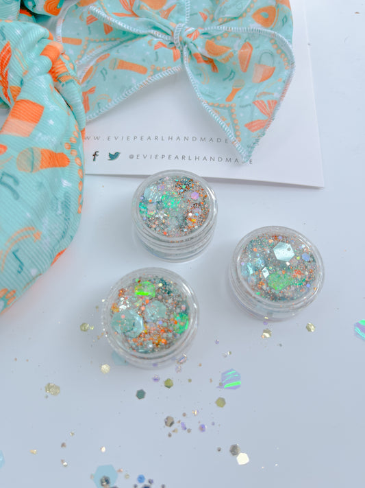 Showgirl Teal Orange & Silver Hair Glitter Gel for Girls