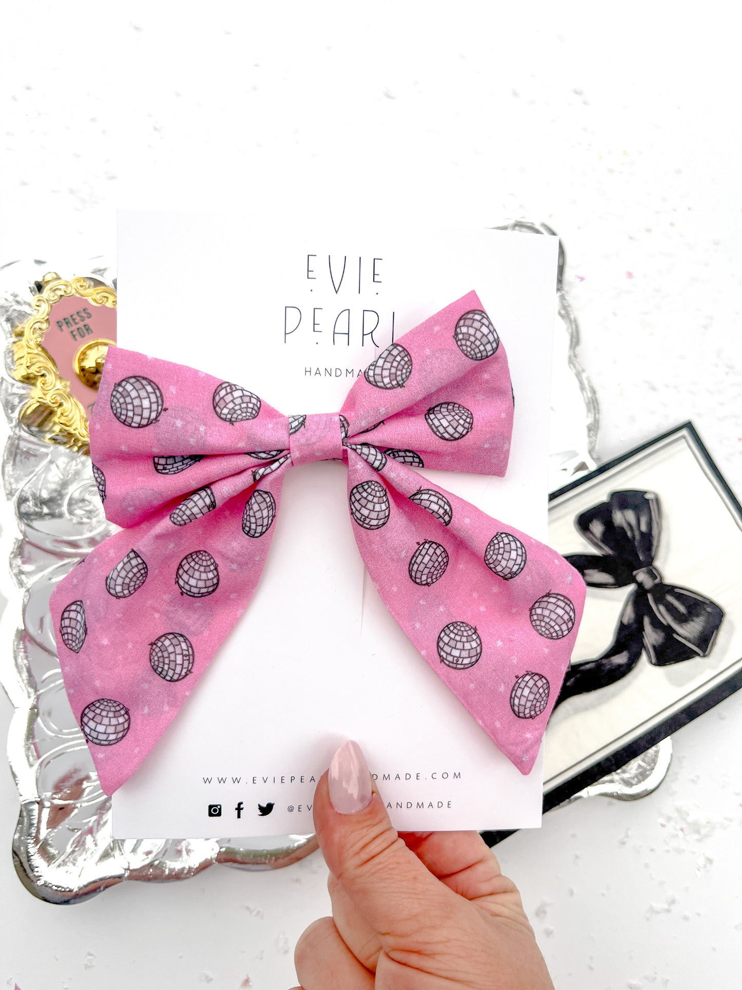 Pink Disco Medium Sailor Bow