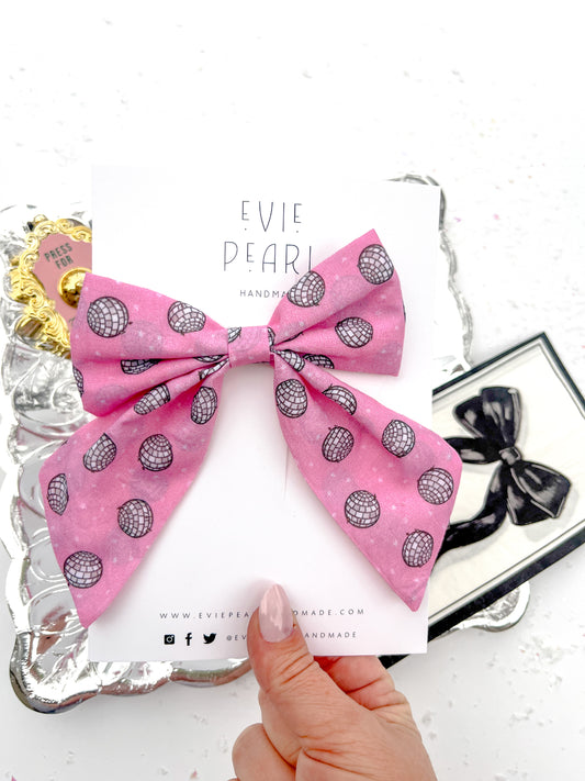 Pink Disco Medium Sailor Bow