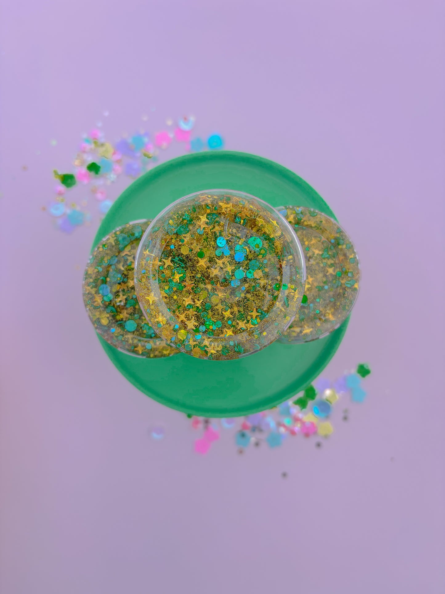 Green Sequins Gold Star Hair Glitter Gel