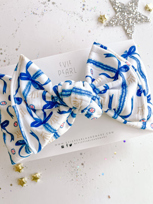 Blue KC Bows Baby Bow Turban