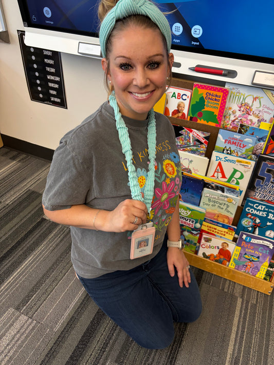 Teal Ribbed Teacher Gift Set- Lanyard| Knotted Headband| Scrunchie