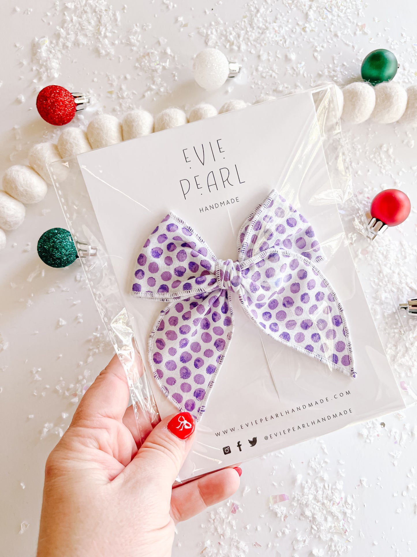 Purple Dot Medium Bow