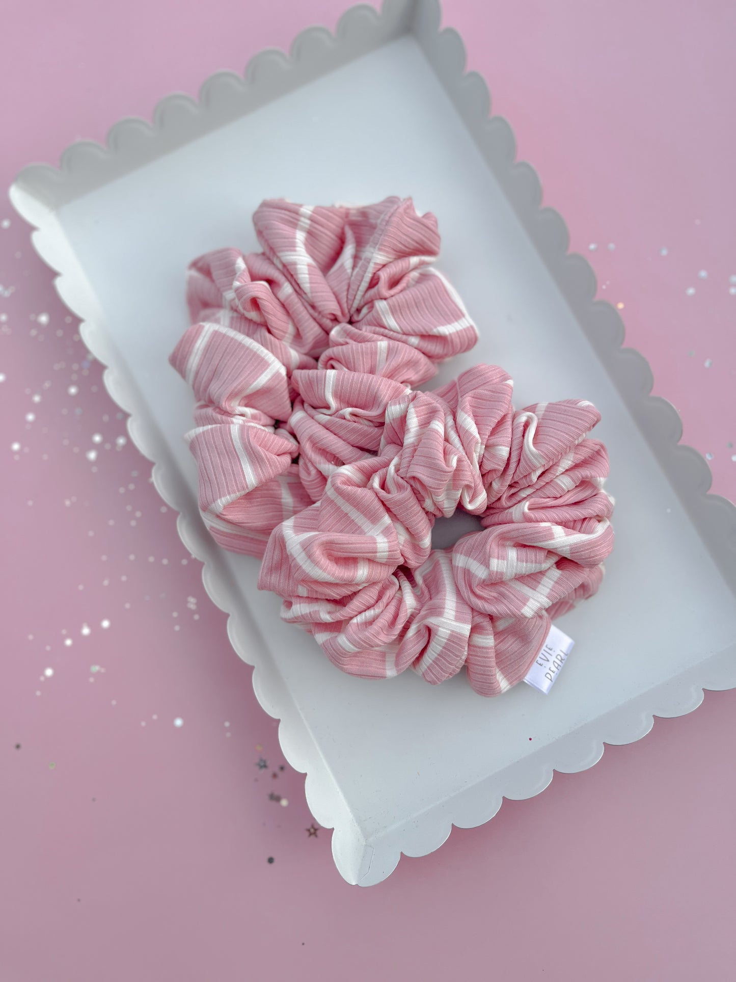 Pink Grid Ribbed Oversized Scrunchy