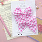 Personalized Initial Pink Plaid Small Pigtail Bows