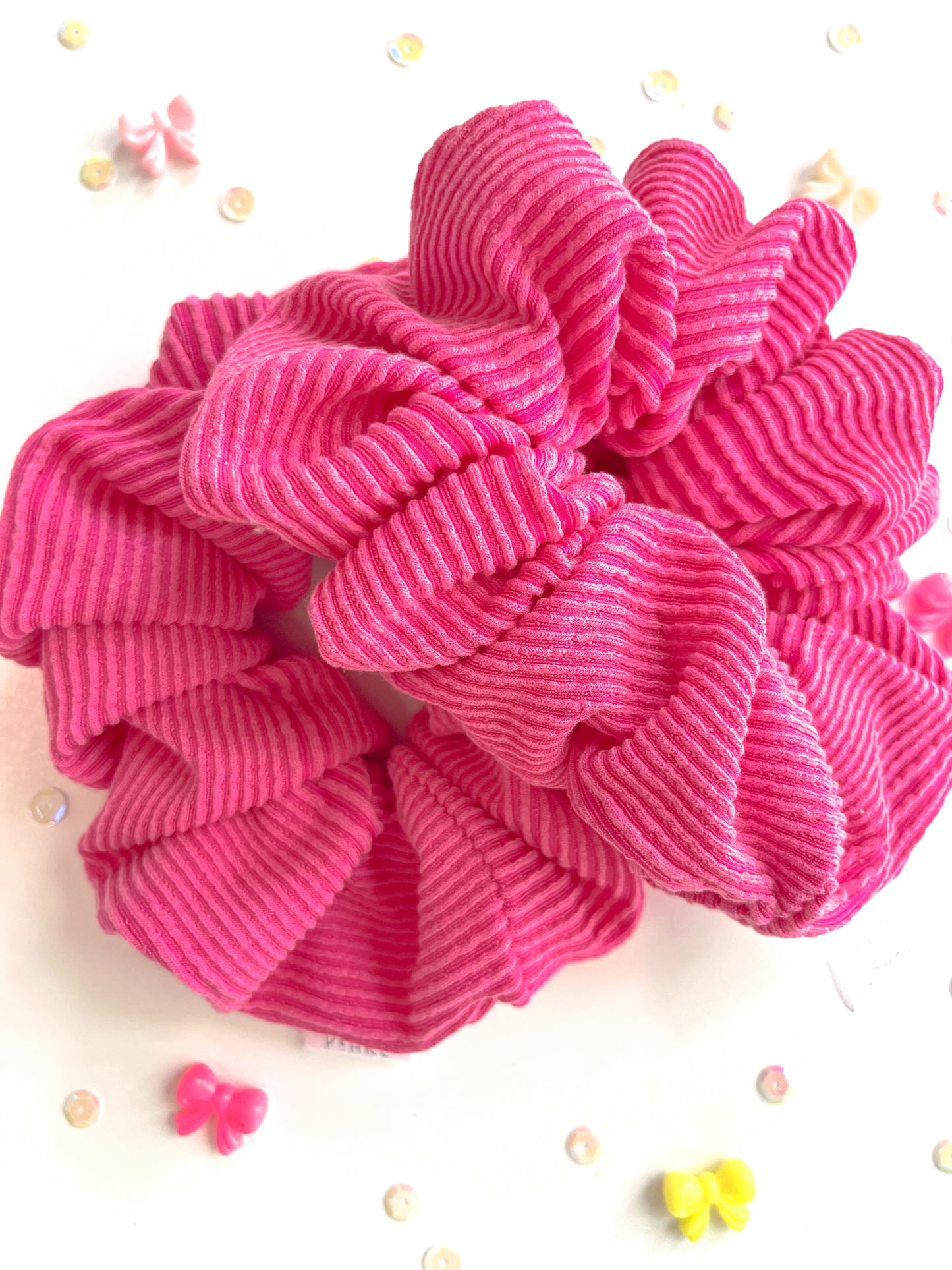 Candy Pink Ribbed Oversized Scrunchy